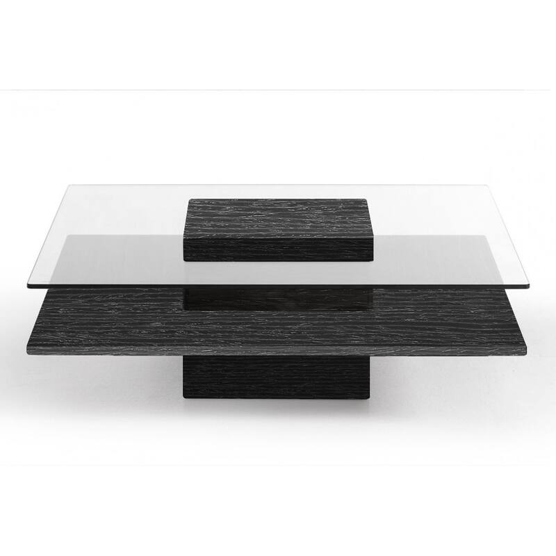 Modrest Clarion Modern Grey Elm & Glass Coffee Table