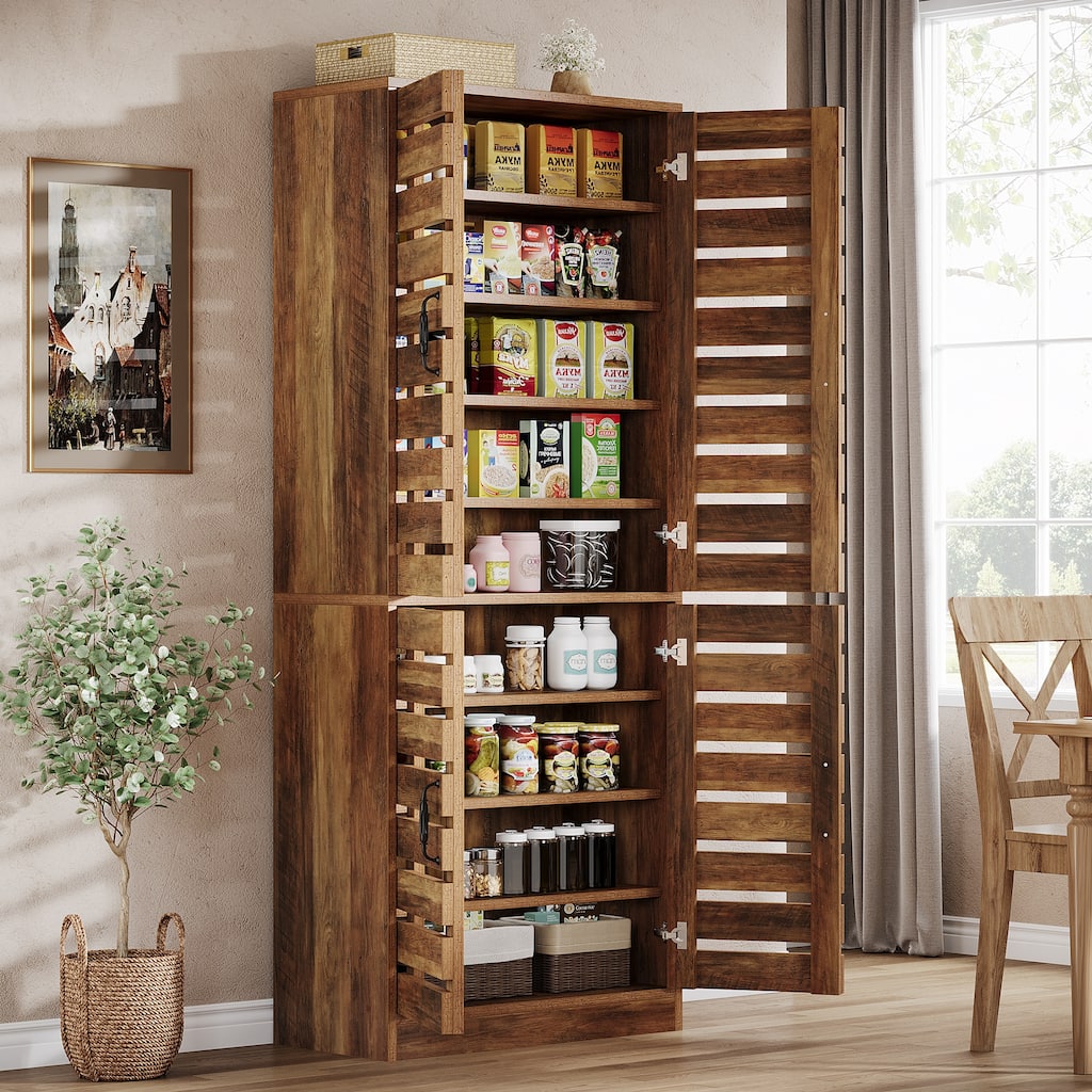 70.8" Kitchen Pantry Cabinet, 9-Tier Kitchen Storage Cabinet, Farmhouse Storage Cabinet for Dining Room