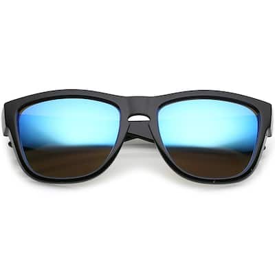 Classic Horn Rimmed Sunglasses 54Mm Mirrored Square Lens Thick Arms Keyhole