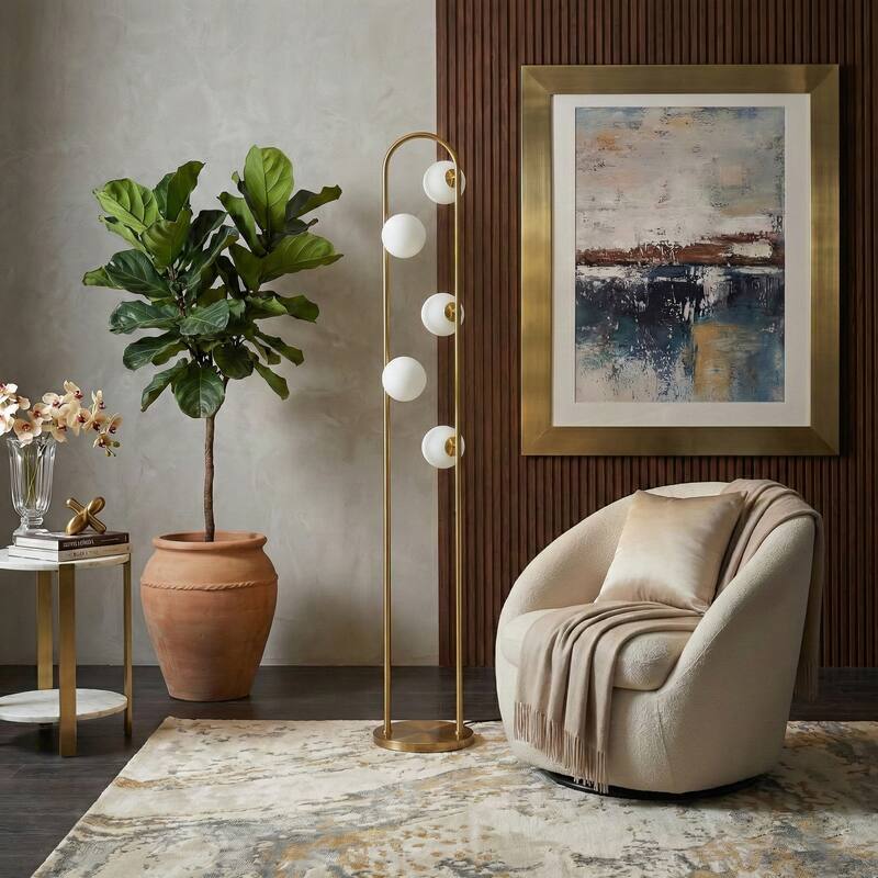 Ivette Brass Floor Lamp with Globe Lights
