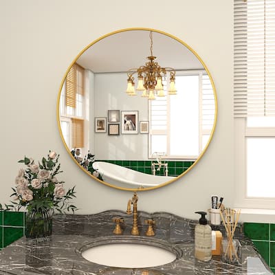 Round Wall Mirror Bathroom Metal Frame Vanity Mirror