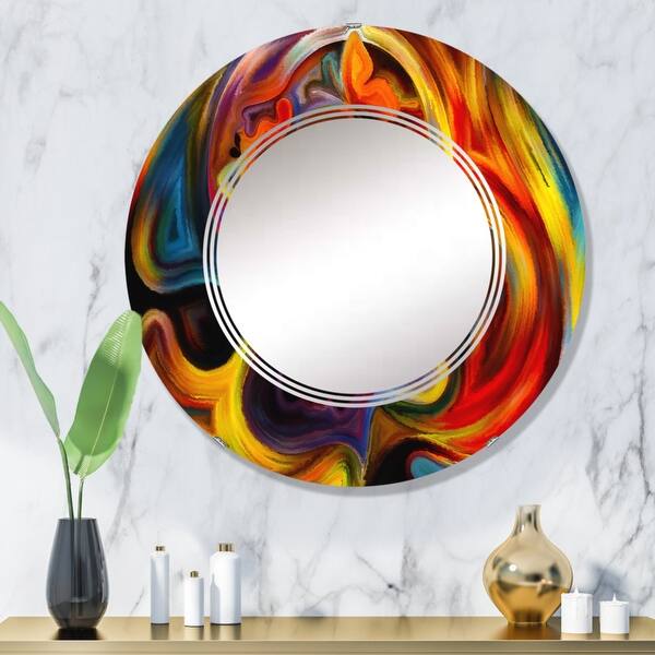 Designart 'Face Emerging From Strokes Of Red And Yellow' Printed Modern