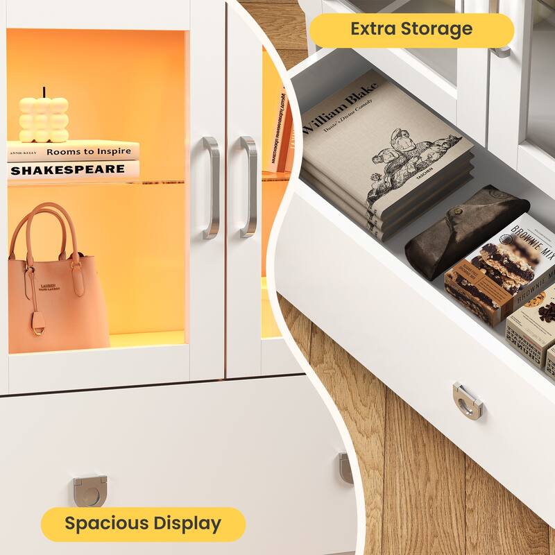 27'' Tall Display Cabinet with Acrylic Doors and LED Lights - N/A