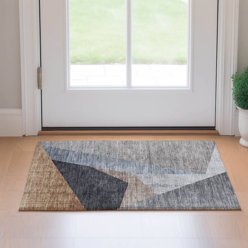 Premium Washable Super Soft Modern Deco Mayfield Rug - Taupe - 1' 8" x 2' 6" - Rectangle