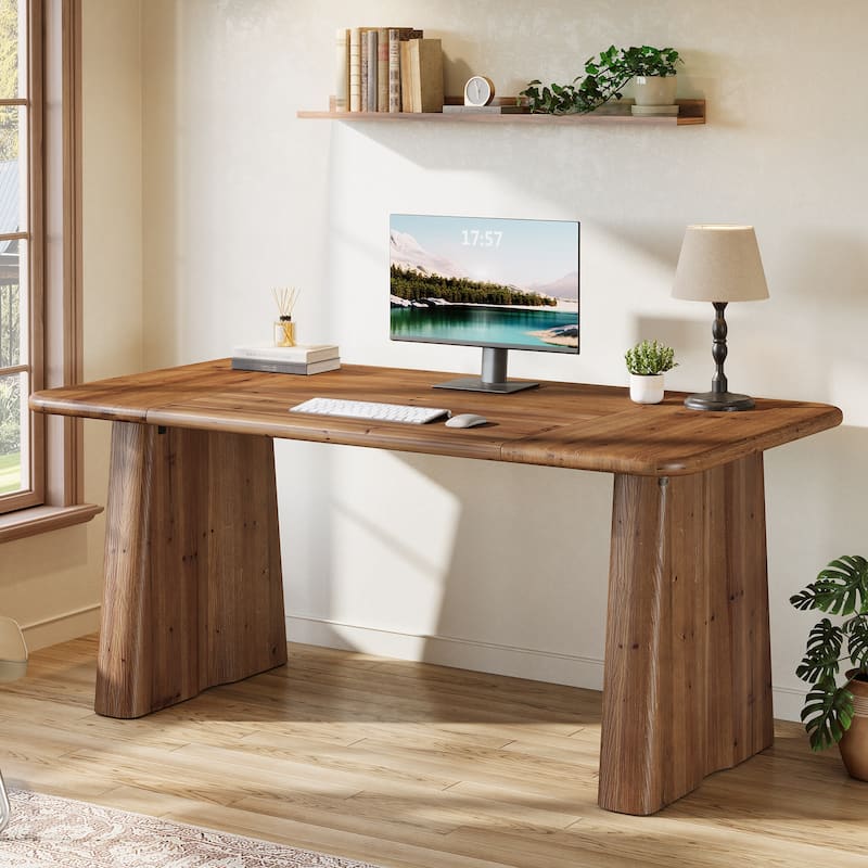 63 Inch Solid Wood Executive Desk with Heavy Duty Base