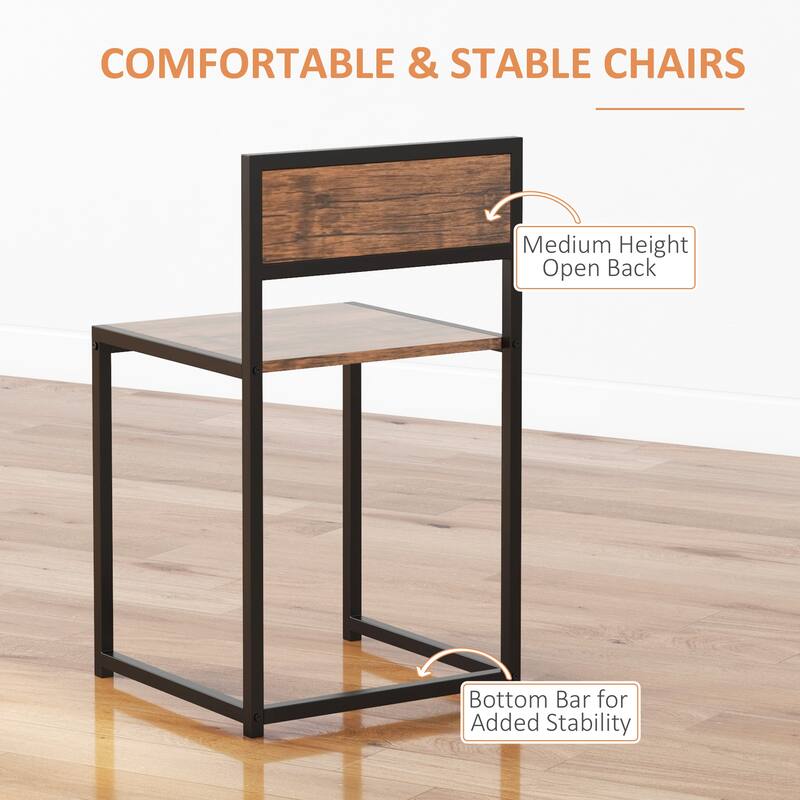 3-Piece Industrial Dining Table Set for 2, Kitchen Table and Chairs, Dining Room Sets for Small Spaces