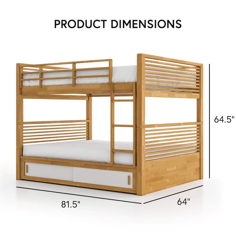 Furniture of America Ogden Oak Solid Wood Twin Over Twin Bunk Bed with Attached Ladder