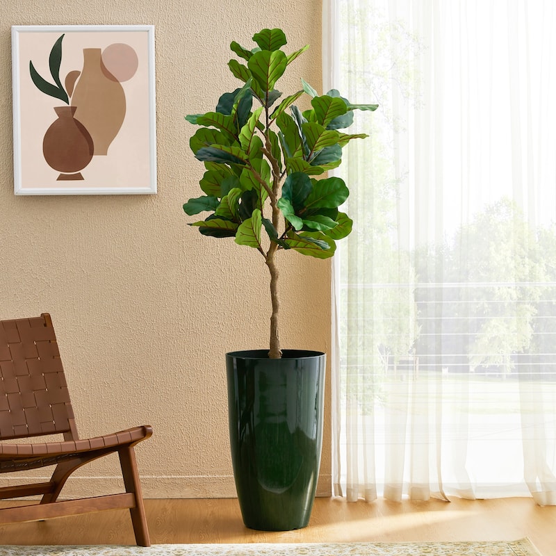 Glitzhome 23.5"H Set of 2 Oversized Gradient Blue/Green Tall Plastic Planter