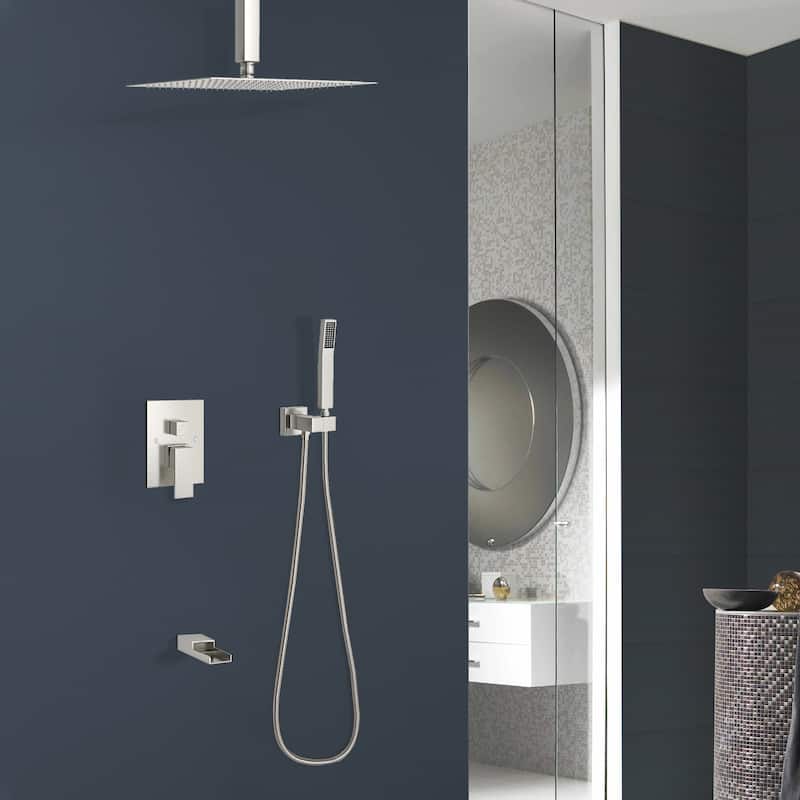 Topcraft 16-inch Ceiling Mount Square Shower System with Rough-in Valve - 16*16