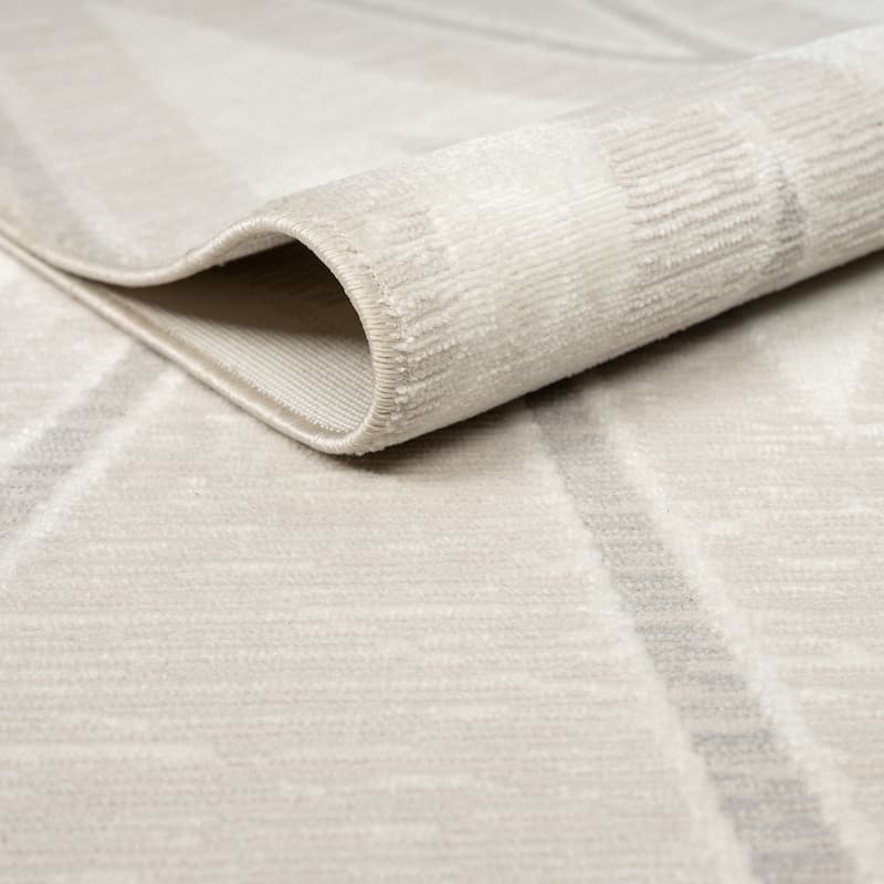 Abani Rugs Regal REG510A Beige Cream Grey Geometric Triangle Area Rug