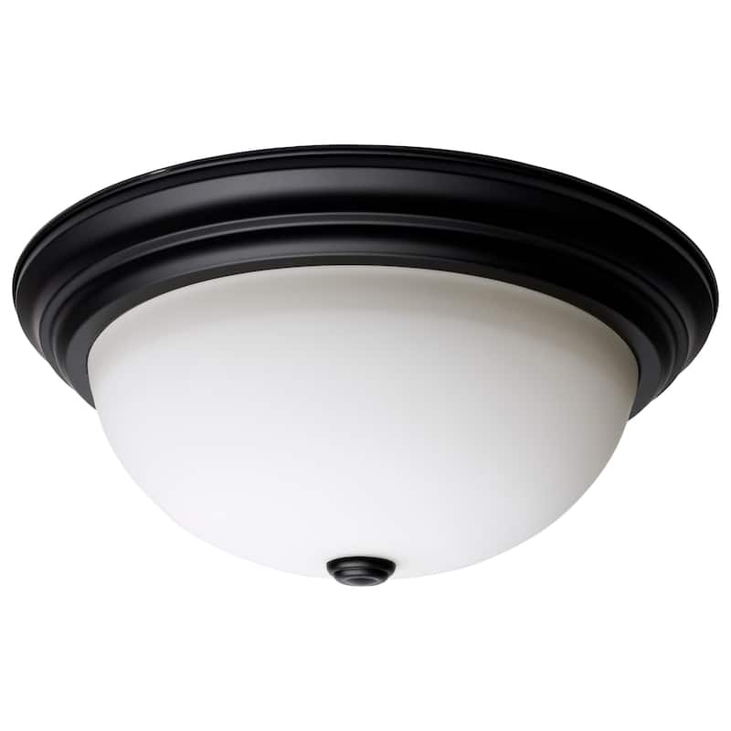 3 Light 15 Inch Flush Mount Matte Black Finish Opal Glass - Matte Black
