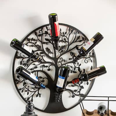 Iron Tree of Life Wall Wine Holder