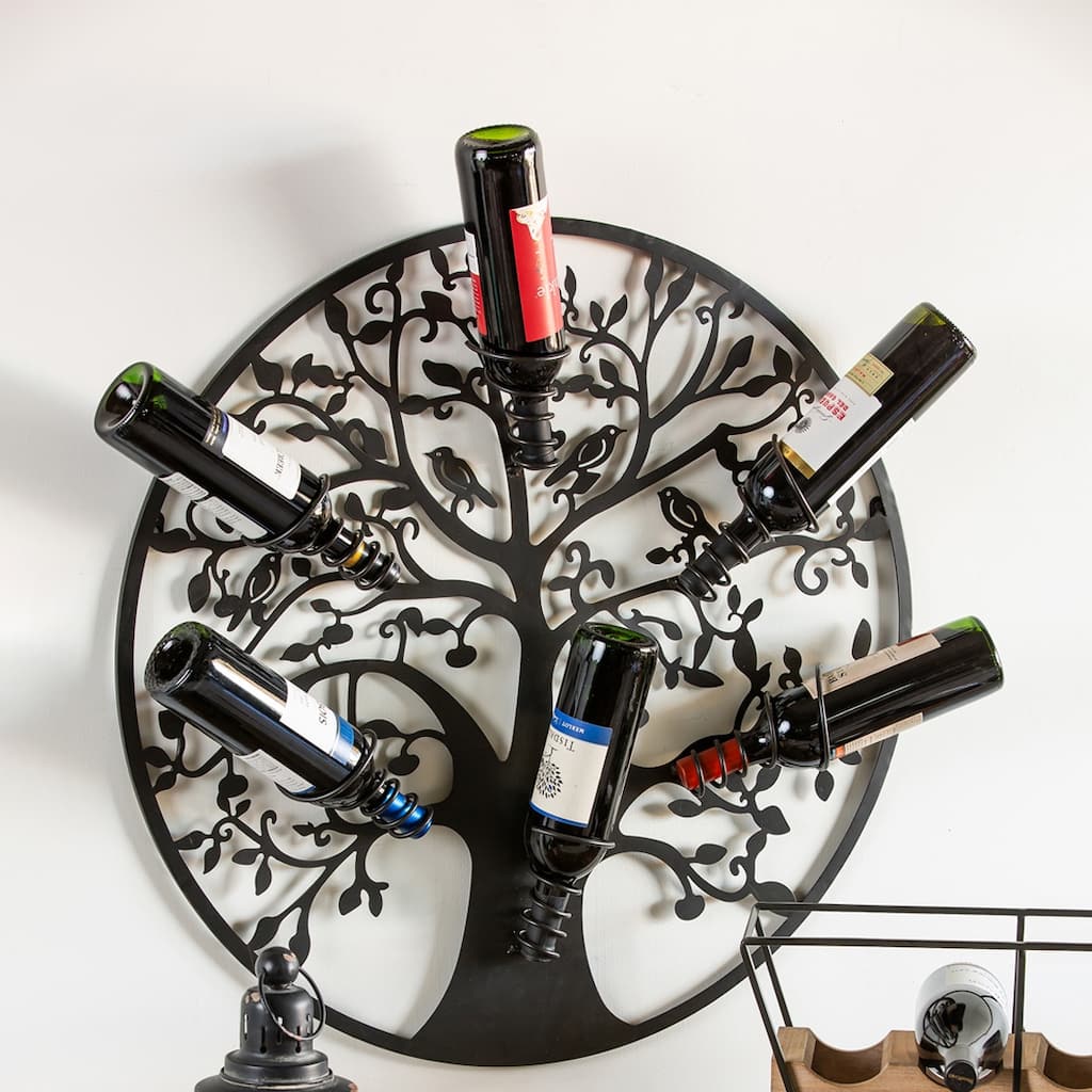 30 in. Iron Tree of Life Wall Wine Holder