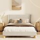 preview thumbnail 1 of 5, Queen Size Wooden Bed Frame,Velvet Upholstered Platform Bed,Cream Cream - King