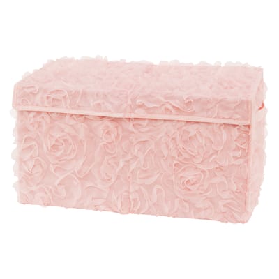 Pink Floral Rose Girl Kids Fabric Toy Bin Storage - Blush Flower Luxurious Elegant Princess Vintage Boho Shabby Chic Luxury Glam