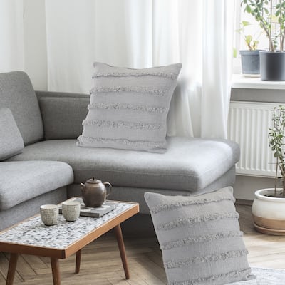 Sevita Gray Overtufted Solid Throw Pillow