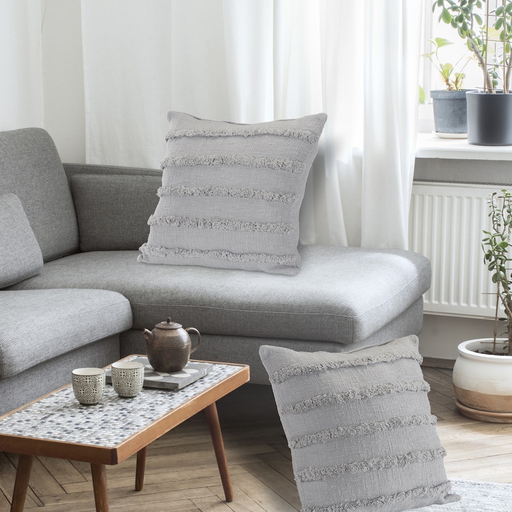 Sevita Gray Overtufted Solid Throw Pillow