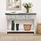 Farmhouse Distressed Wood and Metal 3-Drawer Console Table
