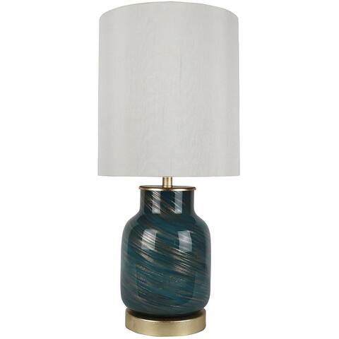 Vetro Verde Art Glass Table Lamp, Green and Gold, 19 1/2" Tall