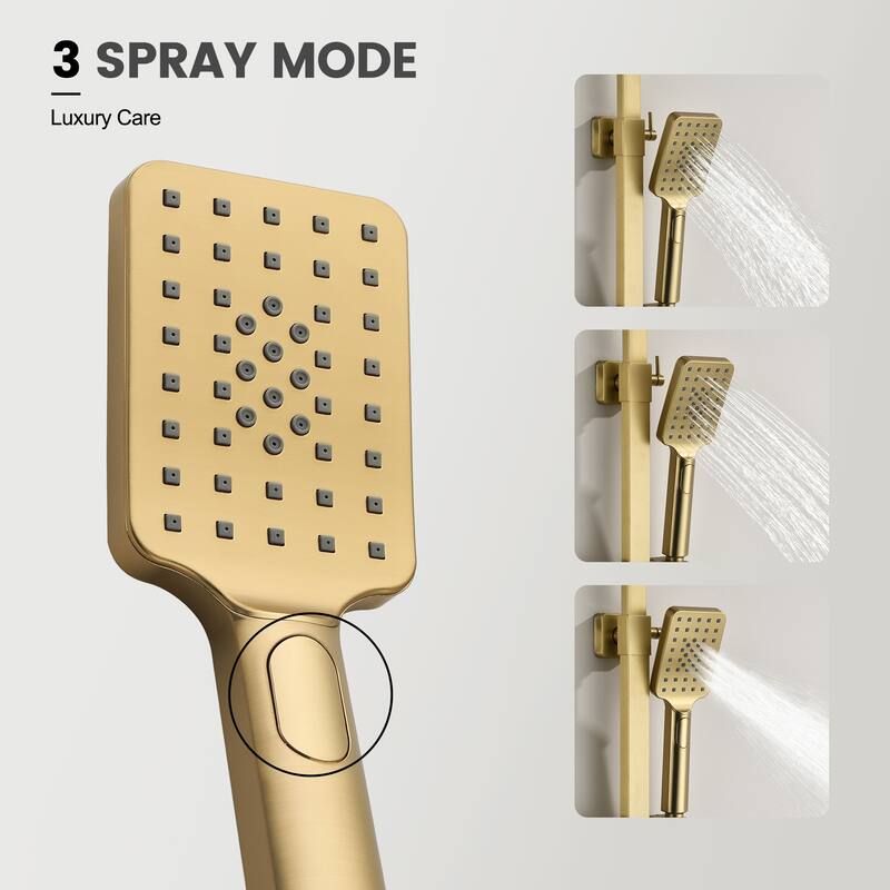 46"H 3-Function Stainless Steel Wall-Mounted Shower System