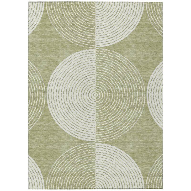 Machine Washable Indoor/ Outdoor Geo Circles Chantille Rug