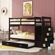 preview thumbnail 23 of 71, Space-Saving Bunk Bed with Twin Trundle and Stairs, Wood Bunk Beds with Storage Drawers and Guardrail for Kids Teens Adults