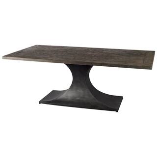 Maxton II Brown Solid Wood Top w/Black Metal Base Dining Table