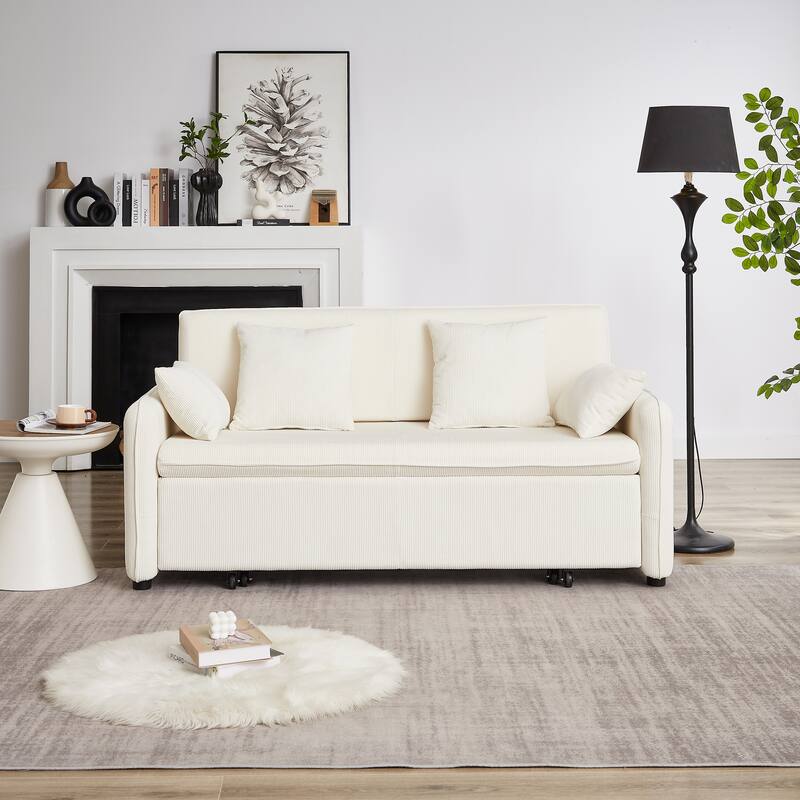 Chenille Interior Lazy Sofa Chaise longue Armchair with three pillows and armrestsSleeping Sofa Bed