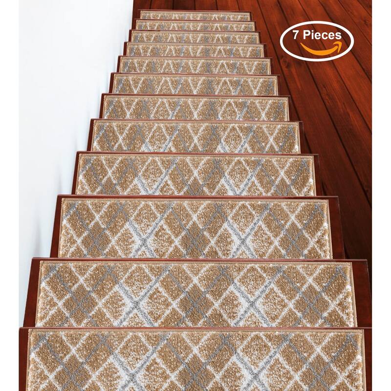 SUSSEXHOME Modern Collection Stair Treads - 7-PACK - Beige