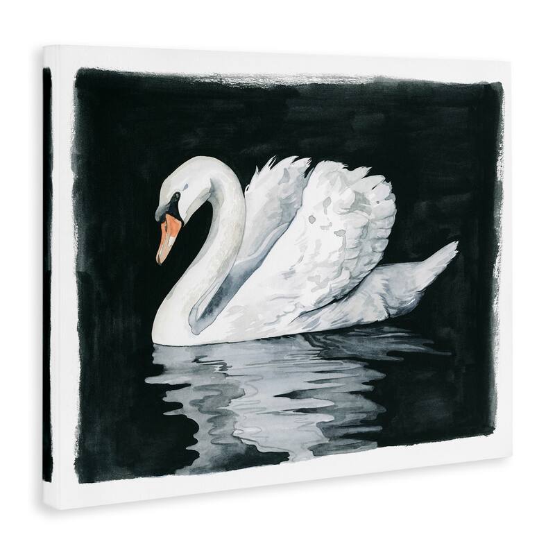 Stupell Beautiful Swan Black Reflection Canvas Wall Art by Grace Popp