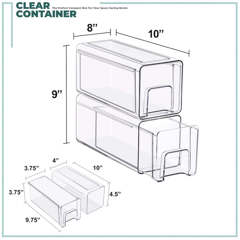 Sorbus Clear Stackable Storage Drawers Case with Handles - for Bathroom, Cabinet, Medicine & Baby Bottle Storage