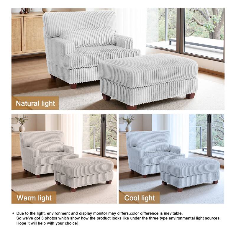 Oversized Chaise Longue Accent Chair with Ottoman