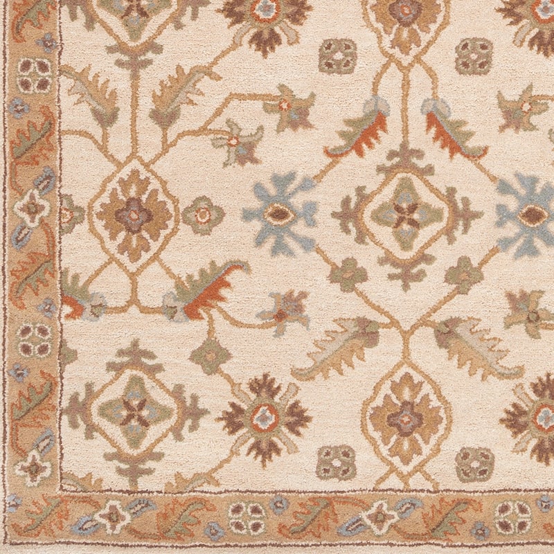 Hand-tufted Wendy Beige/Green Wool Area Rug - 6' x 9' Oval
