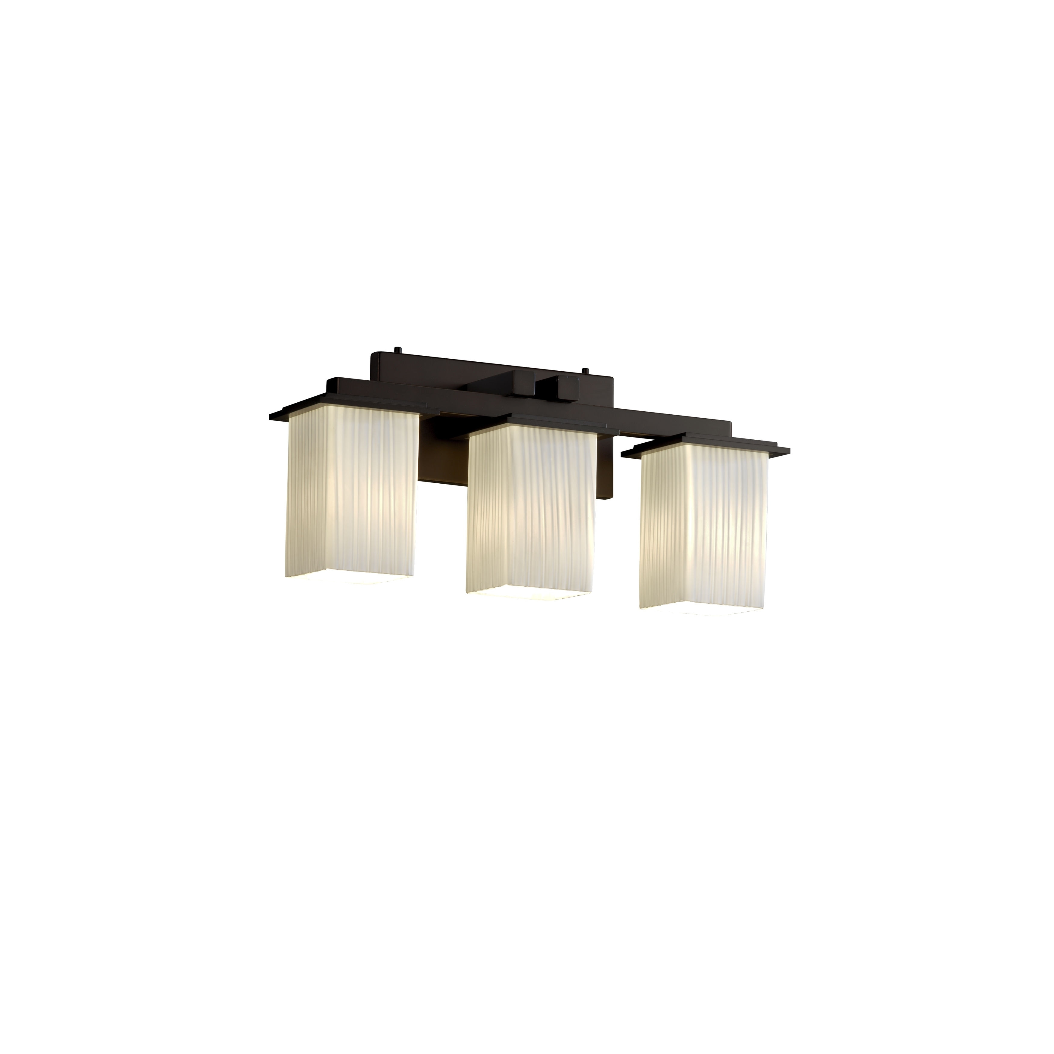 Justice Design Fusion Montana 3-light Dark Bronze Bath Bar, Ribbon Square - Flat Rim Shade