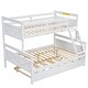 preview thumbnail 6 of 24, Twin over Full Wood Bunk Bed with Sloping Ladder,Twin Size Trundle Under,Sweden Style
