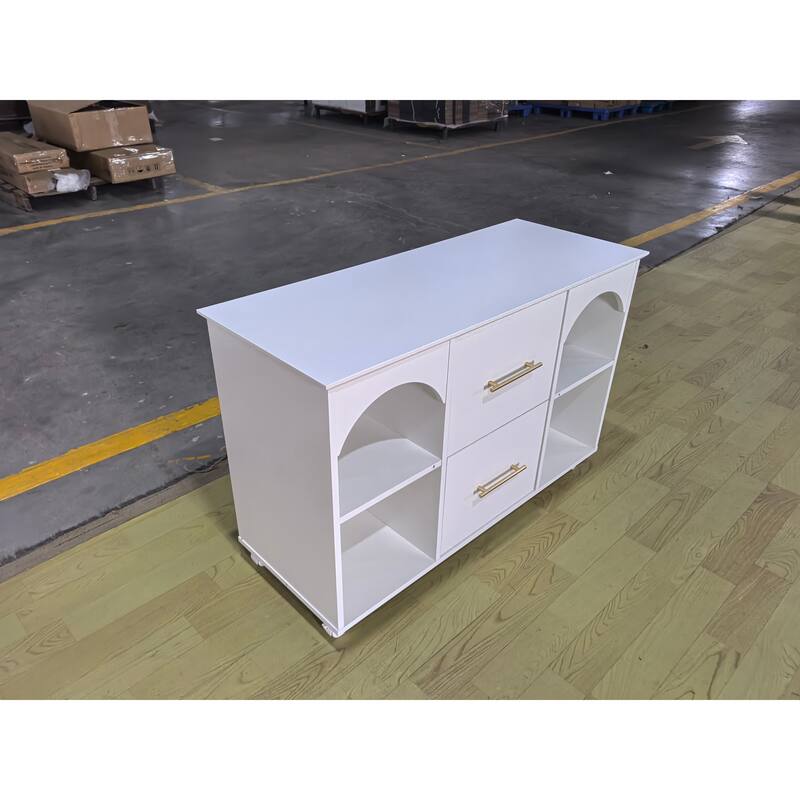 39.3'' Lateral Mobile File Cabinet, 2 -Drawer Storage Cabinet with Wheels - White