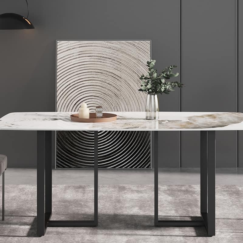 71'' Modern Artificial Marble Dining Table with Carbon Steel Base