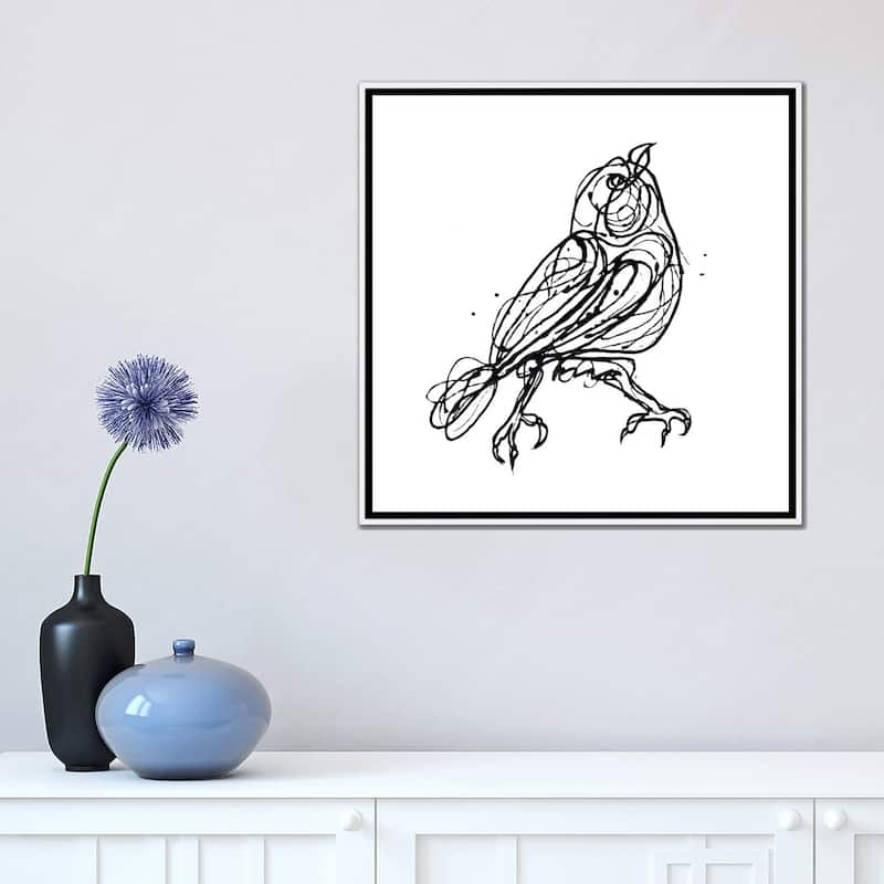 iCanvas "Chin Up - Cute Little Bird Jackson Pollock Style Drawing" by OLena Art Framed