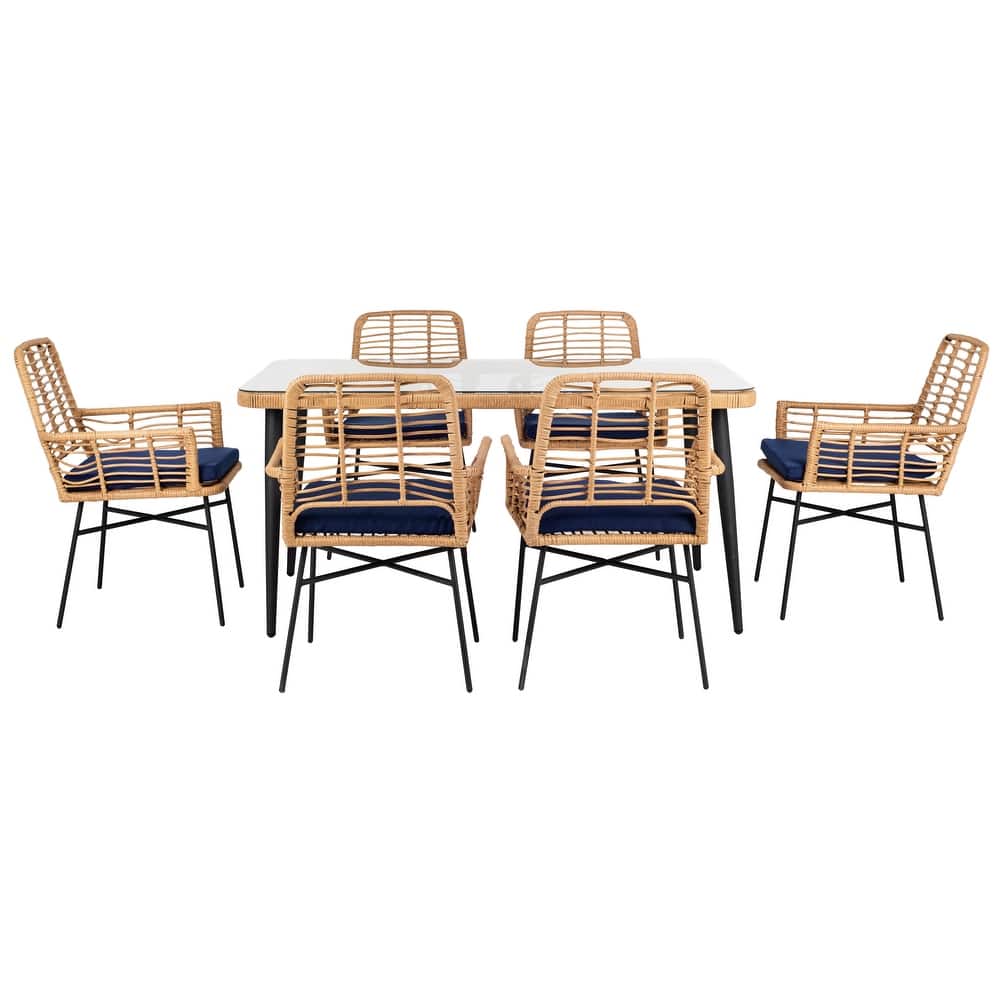SAFAVIEH Outdoor Akeelah 7-Piece Dining Set - 59Wx36Dx29H