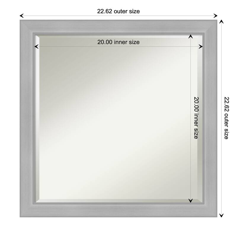 Beveled Wall Mirror - Vista Brushed Nickel Narrow Frame - Vista Brushed Nickel Narrow - 22.5 x 22.5-inch