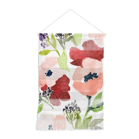 Laura Trevey Pink Poppies Portait Wall Hanging Tapestry