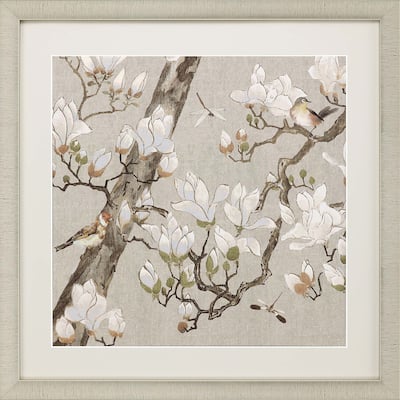 Magnolia Bloom Framed Art Giclee Under Glass - White