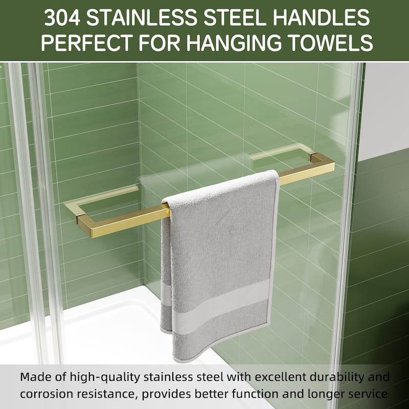 72" x 59" Frameless Double Sliding Shower Door, 8mm Easy-Clean Tempered Glass, 304 Stainless Hardware, Reversible