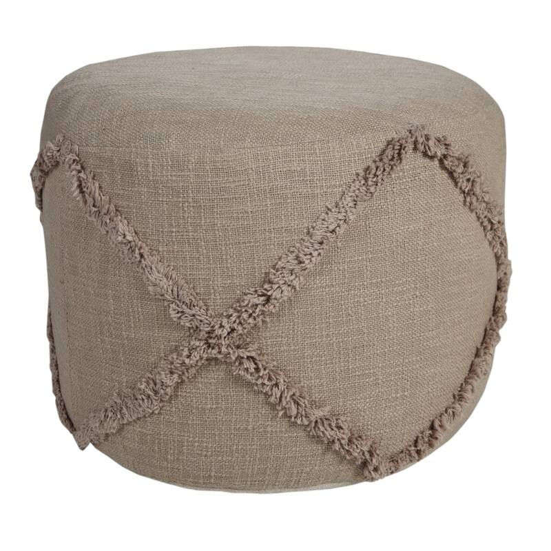 HomeRoots 18" Brown 100% Cotton Ottoman