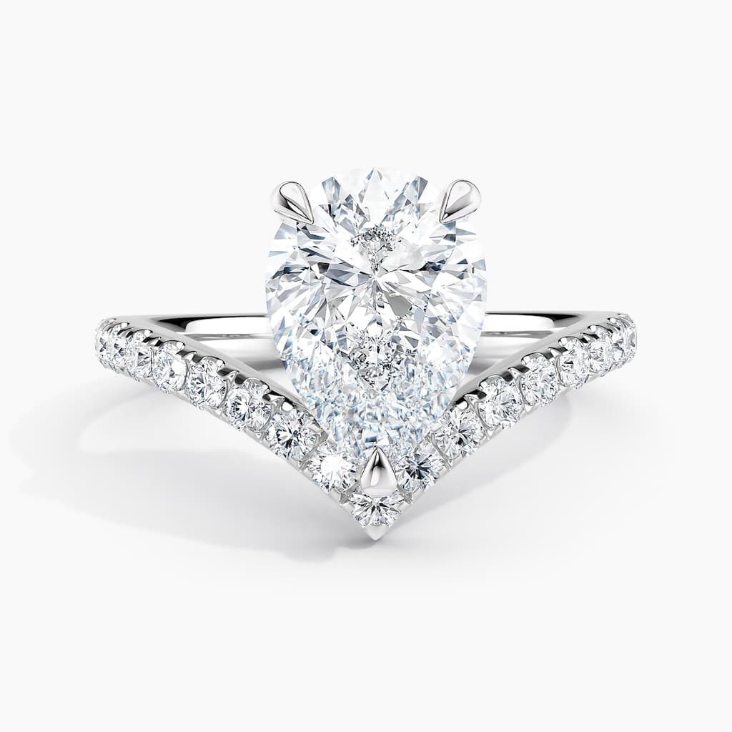 Auriya 14K Gold Lab Grown Diamond Pear Shape Chevron V Engagement Ring 1.40 - 5.40ct. tw. (E-F, VS)