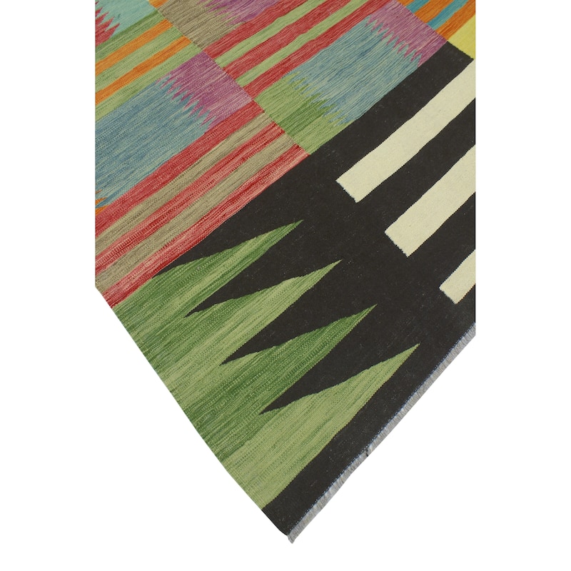 Modern Flatweave Alicio Ivory/Black Rug - 5'9" x 8'3"