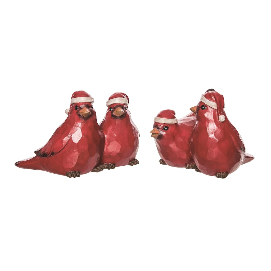 Transpac Resin Santa Hat Cardinal Figurine Set of 2 Christmas Home Decorations