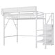 preview thumbnail 32 of 98, Metal Loft Bed with Wooden Stairs Built-in Storage Shelves and Wardrobe, High Loft Bed Frame with Side Grid Storage Rack