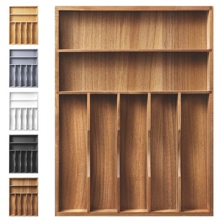 Kitchen Silverware Organizer - Extra Deep Grooved Drawer Divider,7 Slot Utensil Organizer - 7 Slots
