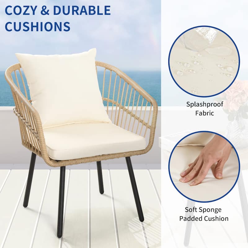 Moasis Outdoor Patio All-Weather Wicker Loveseat/Bistro Set/Sectional Sofa with Cushions and Lumbar Pillows